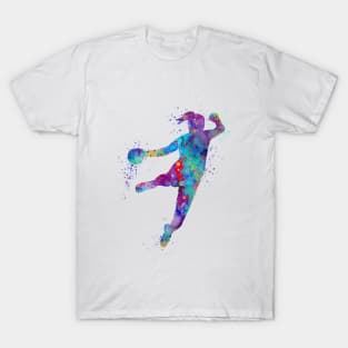 Handball Girl Colorful Watercolor Silhouette T-Shirt